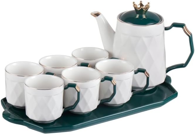 Luxury porcelain turkish ceramic tea set with tray and Crown Lid