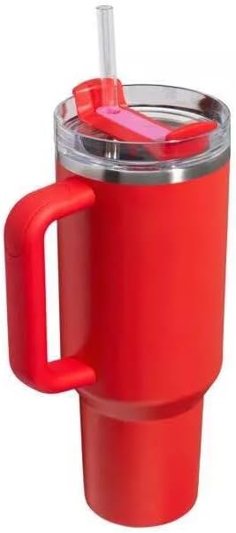 Double Wall Stainless Steel Insulated Tumbler With Straw - Red