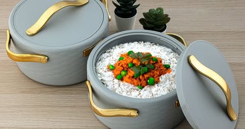 Luxury Design 3pcs Food Warmer With Golden Handles