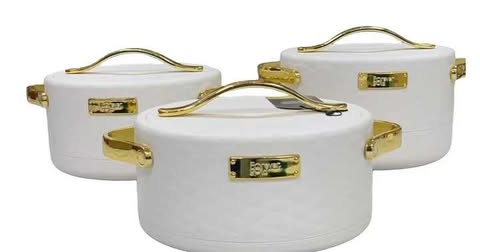 Luxury Design 3pcs Food Warmer With Golden Handles