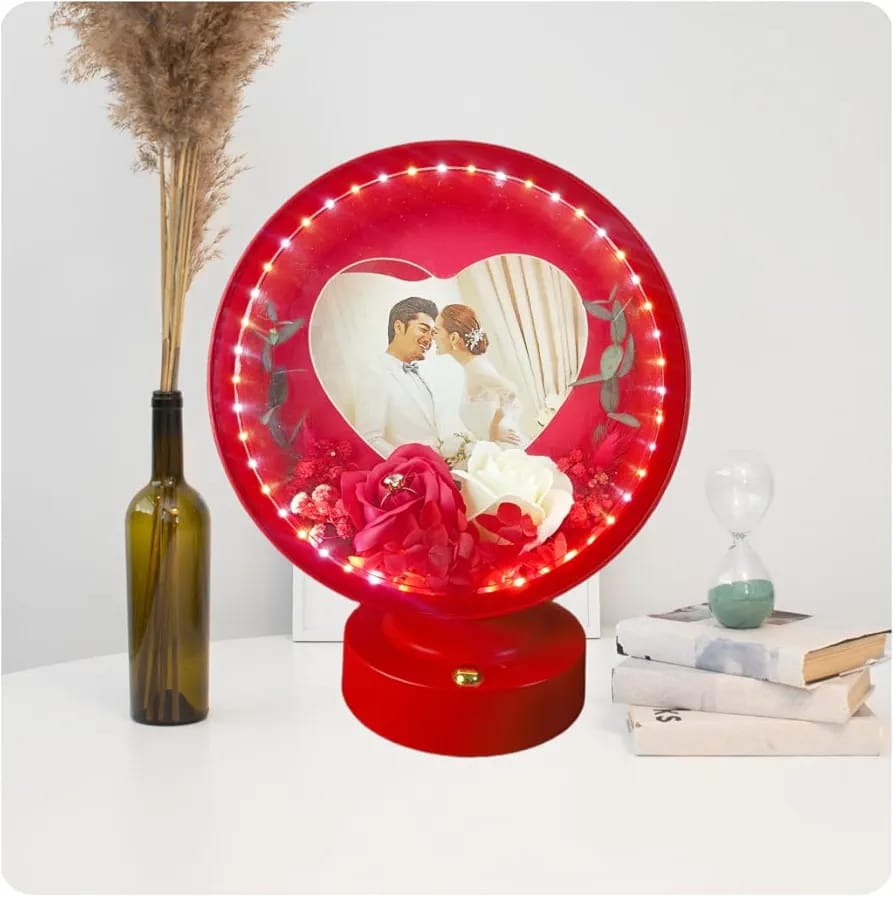 Round Shaped Customized Led Photo Frame For Couples