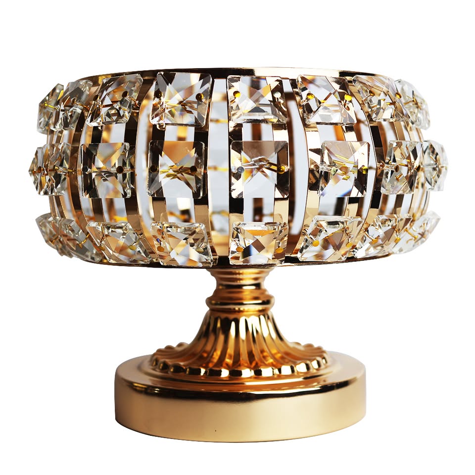 Decorative Golden Crystal Snack Candy Serving Bowl