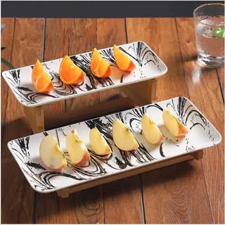 Porcelain Double Layer Serving Dishes with Shelf