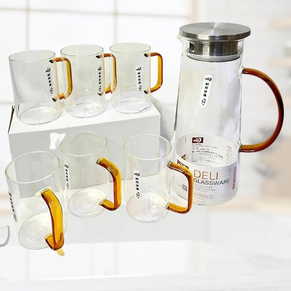 8 Pieces Modern Crystal Water Juice Jug Set