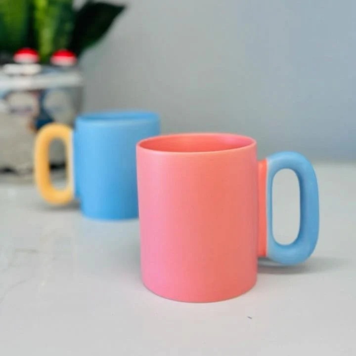 Nordic Style Ceramic Coffee Mug With Crooked Handle