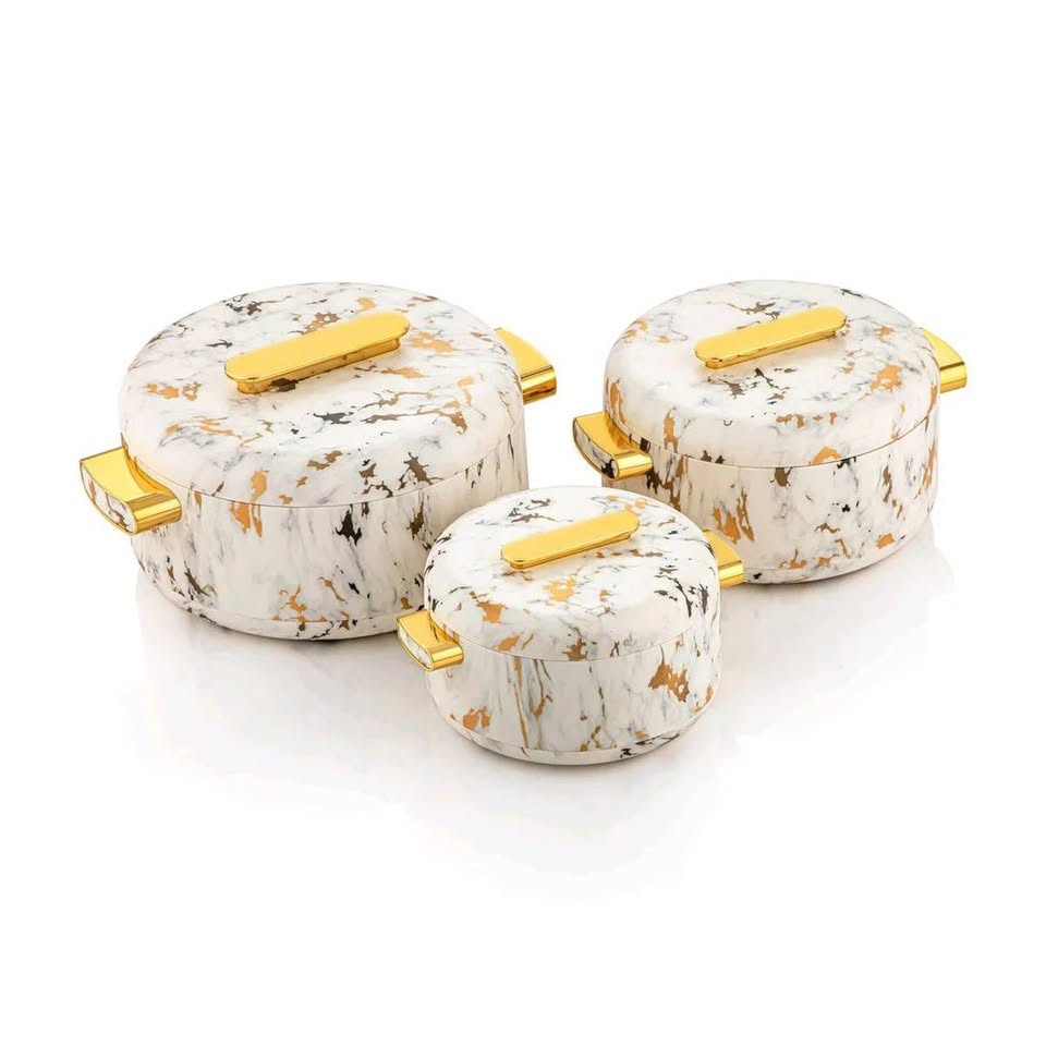 Marble Printed 3Pcs imported food warmer Set