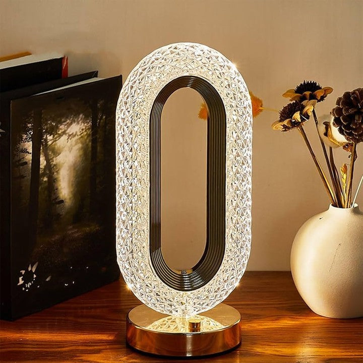 Nordic Oval Shaped Rechargeable Touch Control Crystal Table Lamp