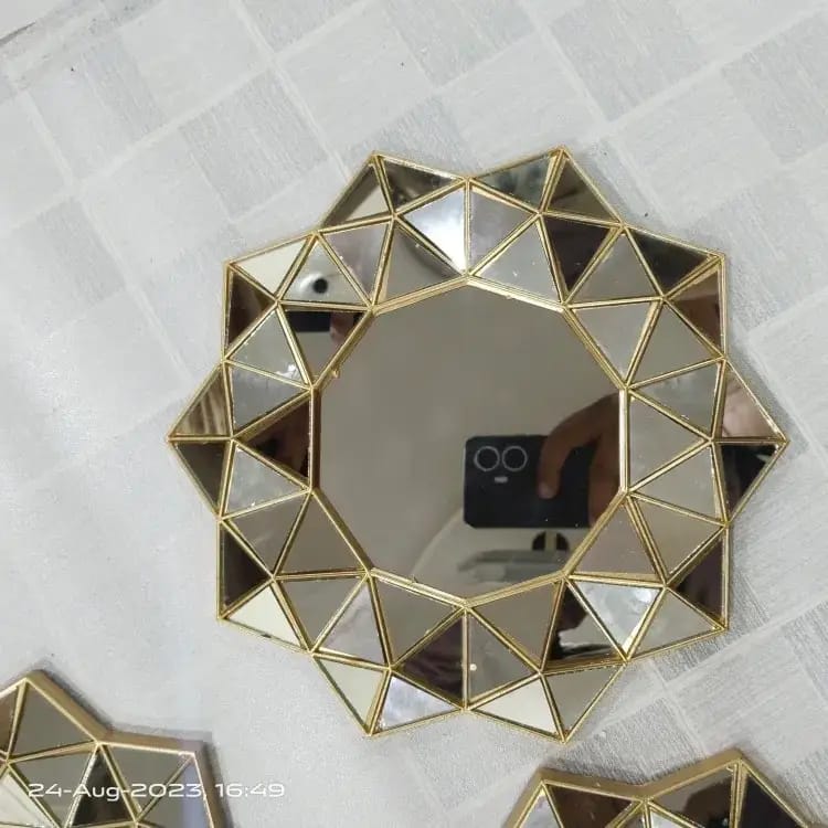 Golden 3 Piece Wall Mirror Set