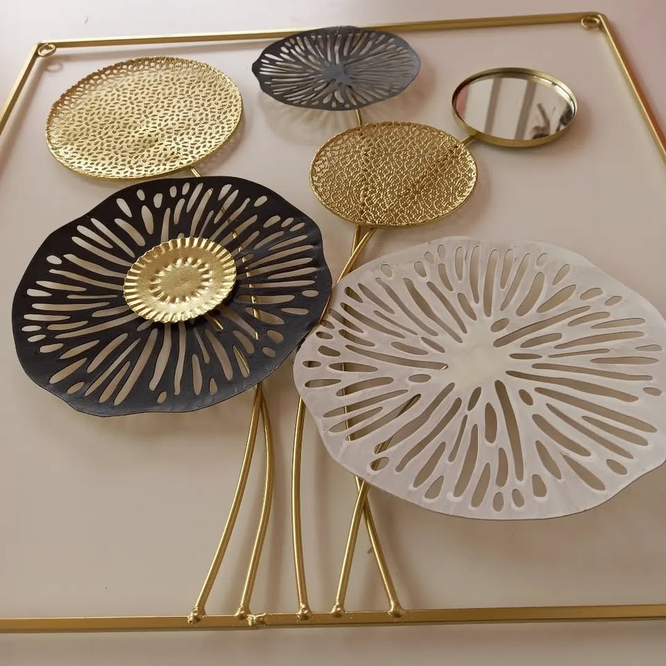 Gold Metallic Square Floral Wall Hanging Frame