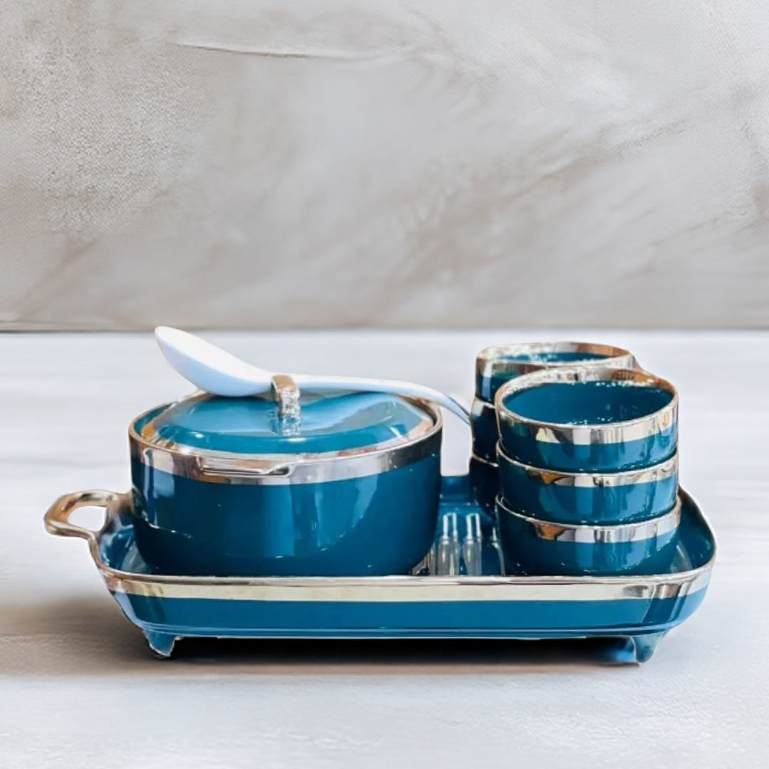 Ceramic Soup Set with Luxury Tray for Fine Dining