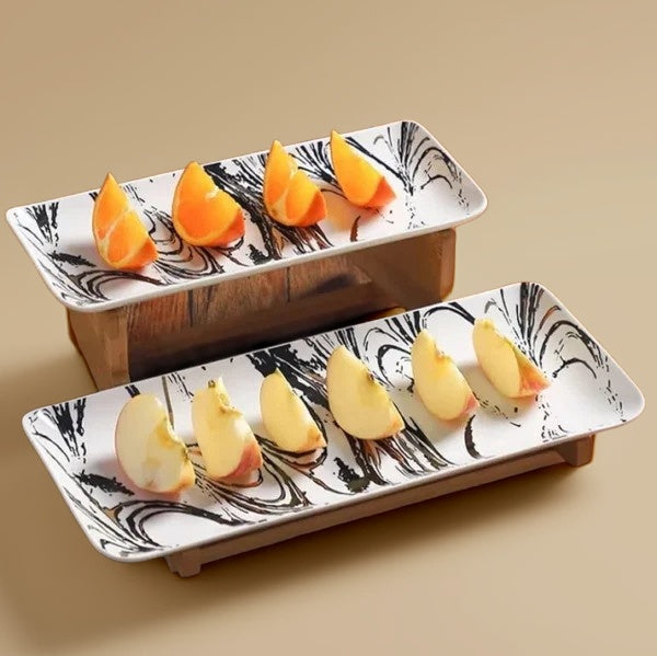 Porcelain Double Layer Serving Dishes with Shelf