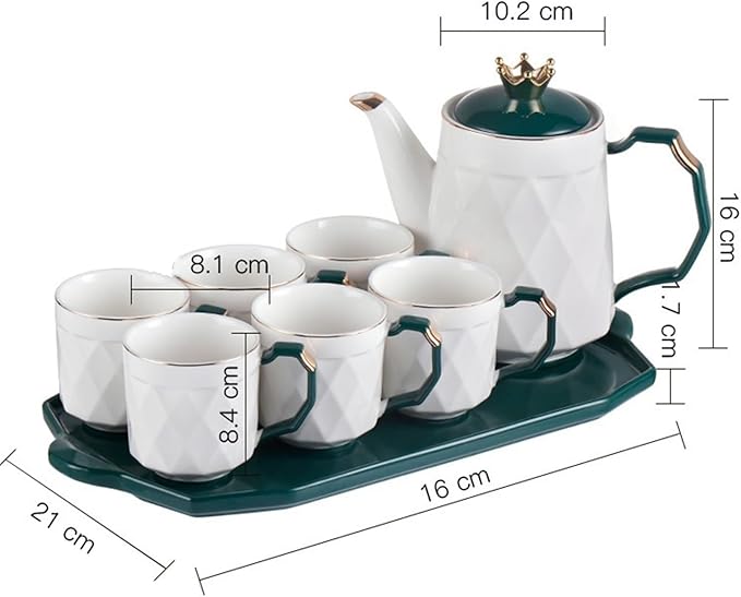 Luxury porcelain turkish ceramic tea set with tray and Crown Lid