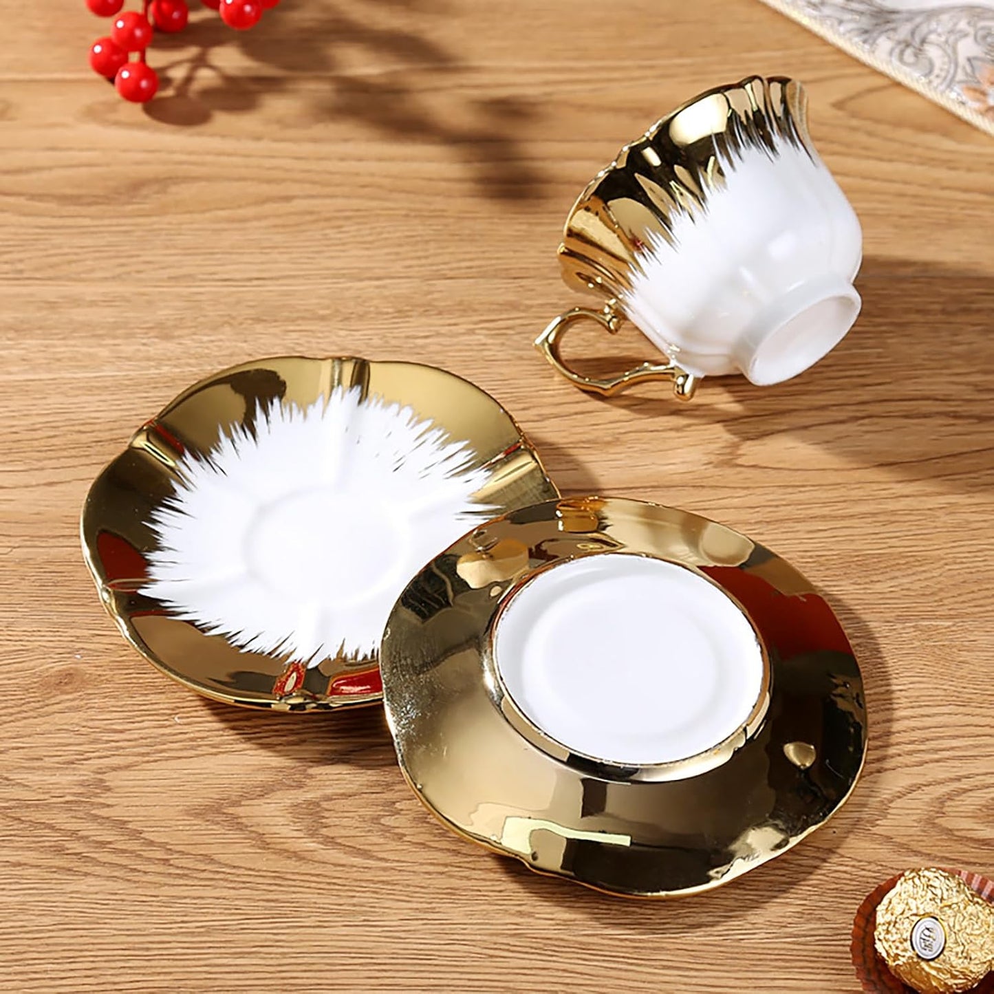 Gold Textured Luxury Teapot Set - 14Pcs