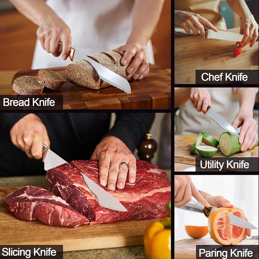 7-Piece Marbling Stainless Steel Knife Set with Knife Block