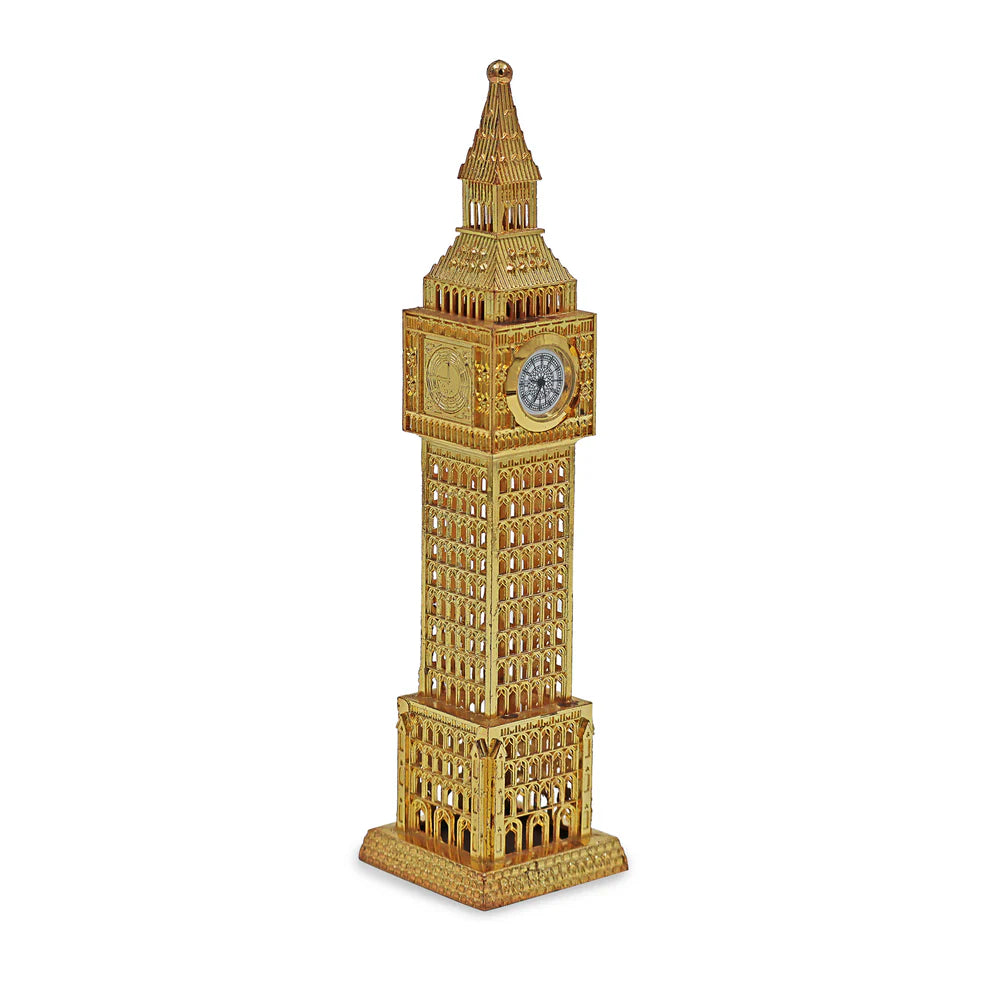 Gold Metallic London Big Ben Tower With Clock-12 inches
