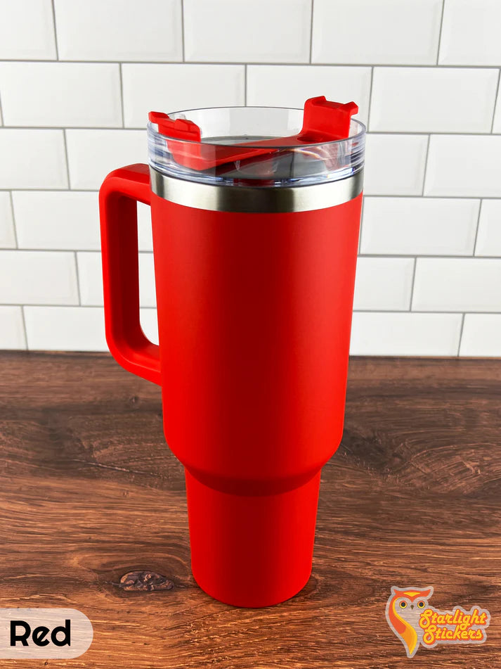 Double Wall Stainless Steel Insulated Tumbler With Straw - Red