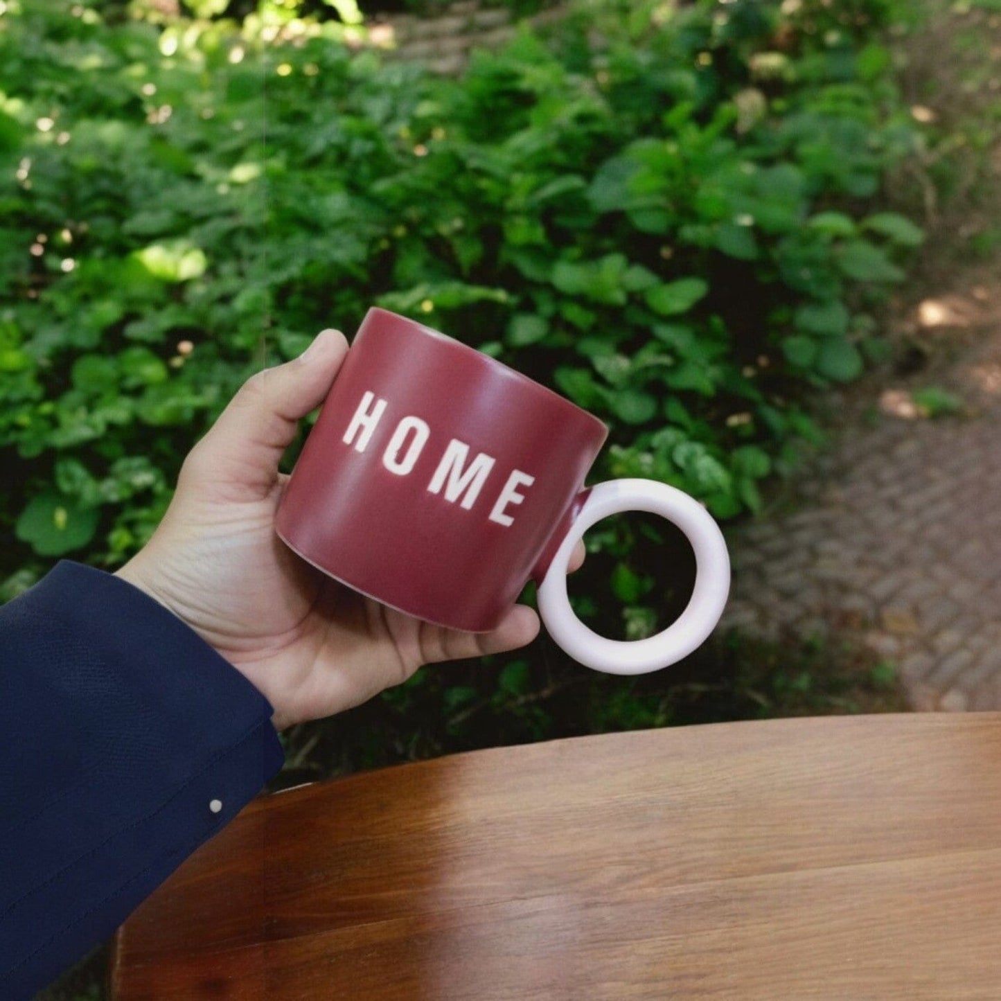 Nordic Style Ceramic Coffee Cup With Round Shape Handle