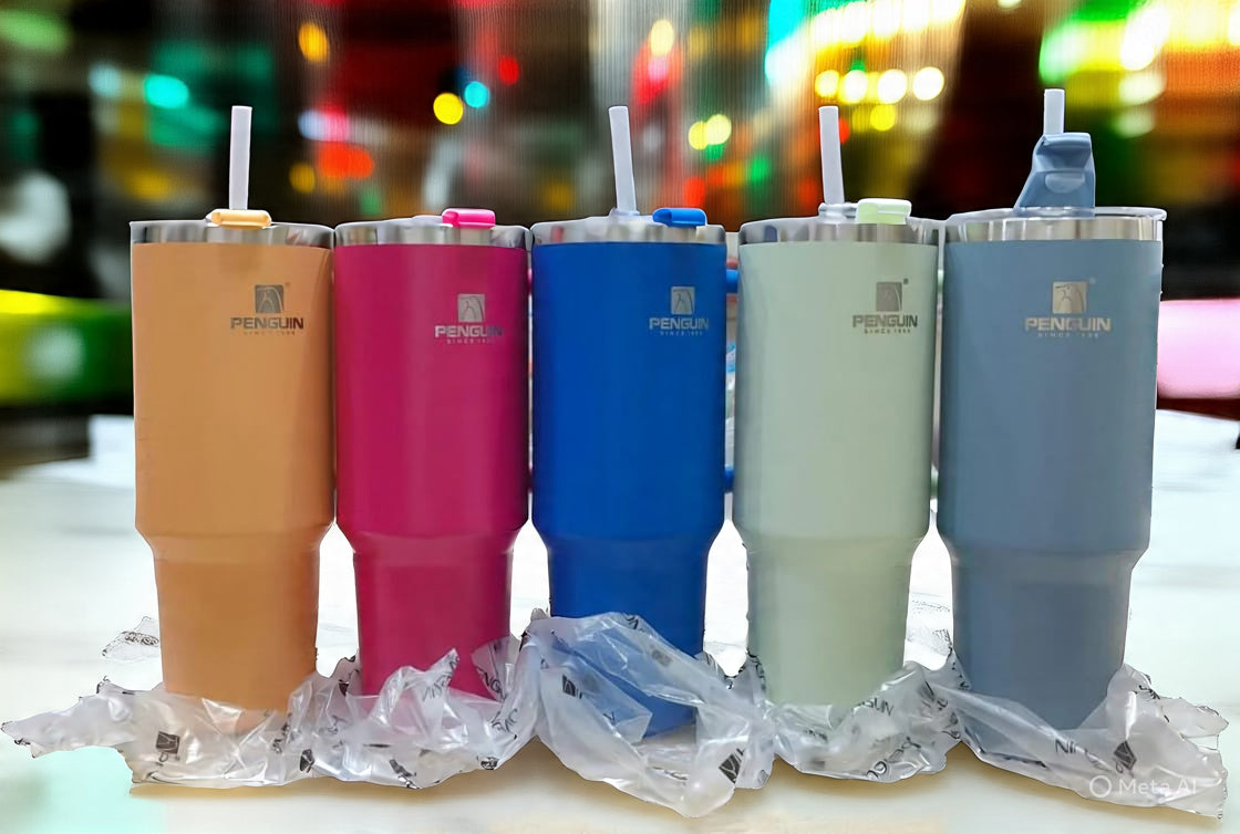 Penguin Insulated Stainless Steel Tumbler with Straw