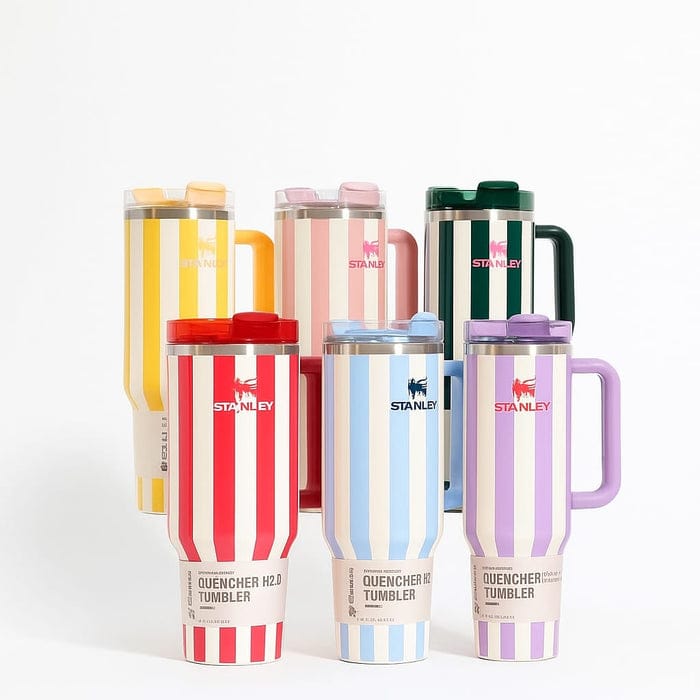 Stanley Striped Tumbler With Straw And Lid