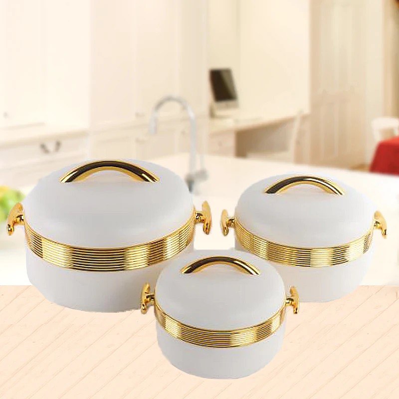 Premium Design 3pcs Food Warmer Set With Golden Handles