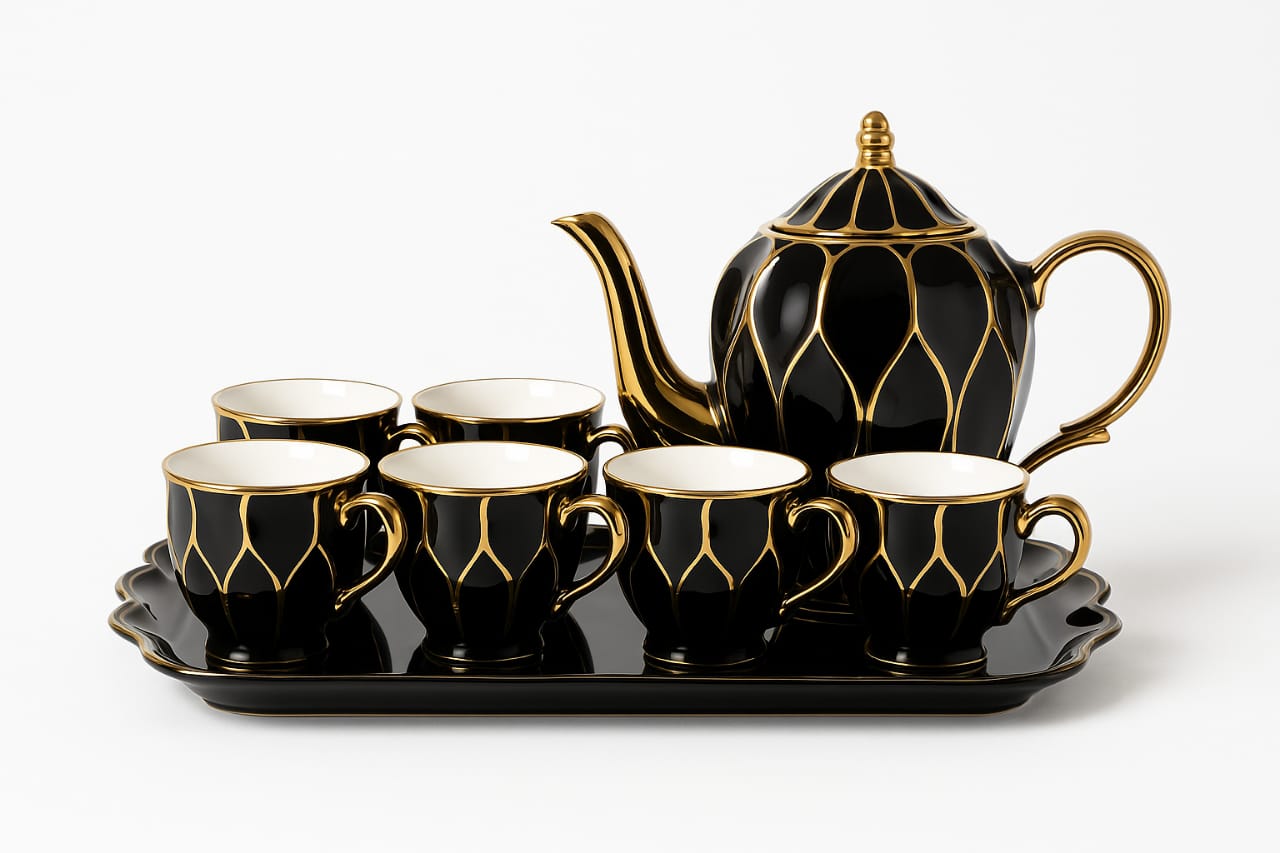 European Style imported 8Pcs Tea Set With Tray