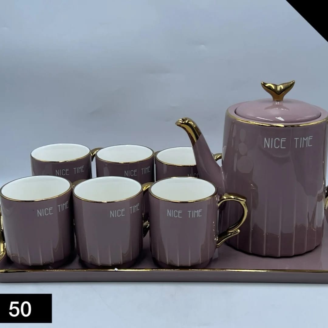Nordic Ceramic Tea Set With Tray And Lid