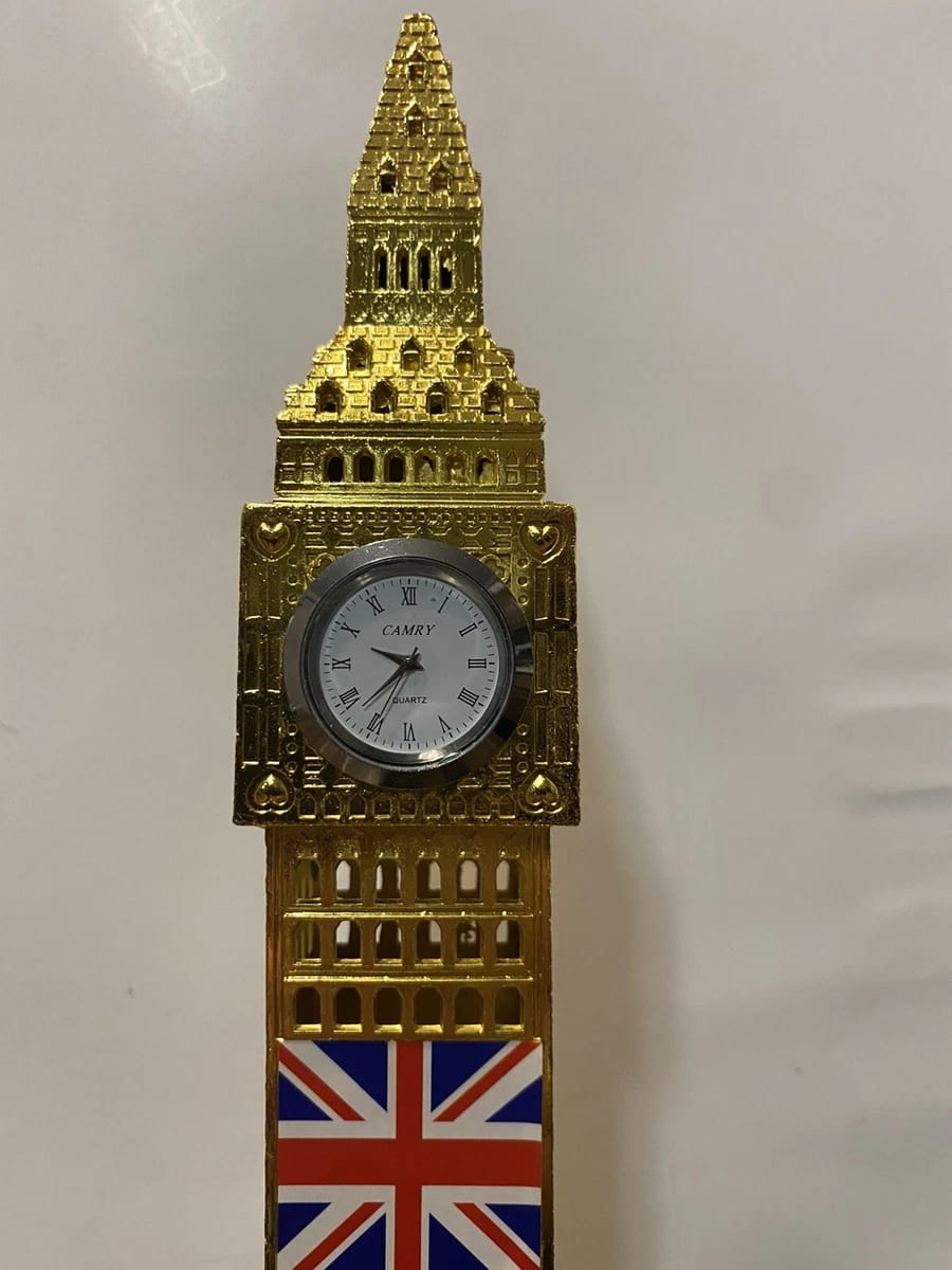 Gold Metallic London Big Ben Tower With Clock-12 inches