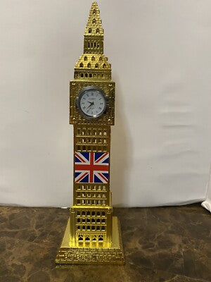 Gold Metallic London Big Ben Tower With Clock-12 inches