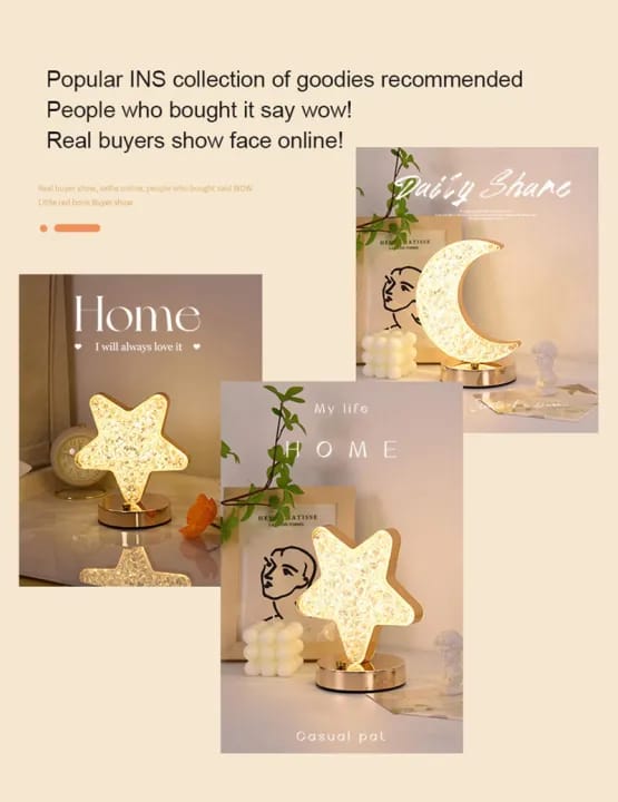 Versatile Circular Crystal Table Lamp with 3 Light Modes