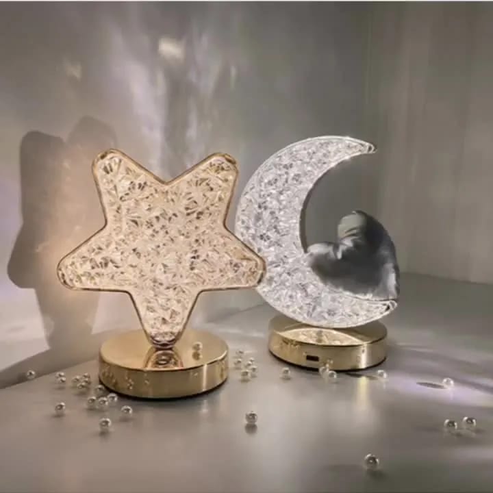 Versatile Circular Crystal Table Lamp with 3 Light Modes
