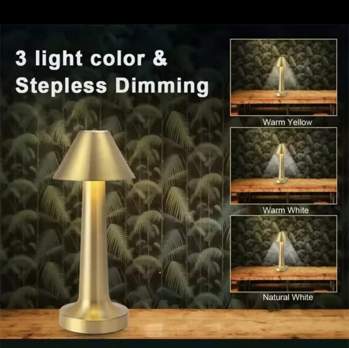 USB Charging Metal Rechargeable Table lamp With 3 Shades