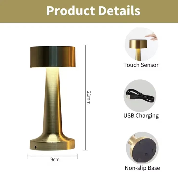 Modern minimalist rechargeable desk touch lamp with three shades