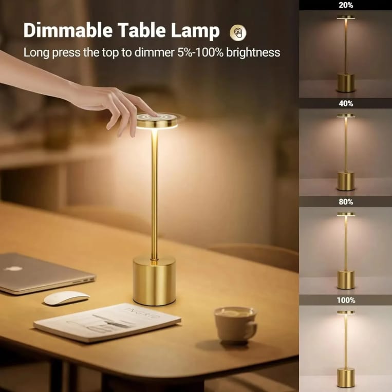 Classic Metal Touch Sensor LED Table Lamp Rechargeable Desk Lamp 3 Colors