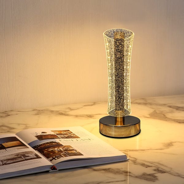 Modern Luxury Metal & Acrylic Column Tower-Shaped LED Table Lamp