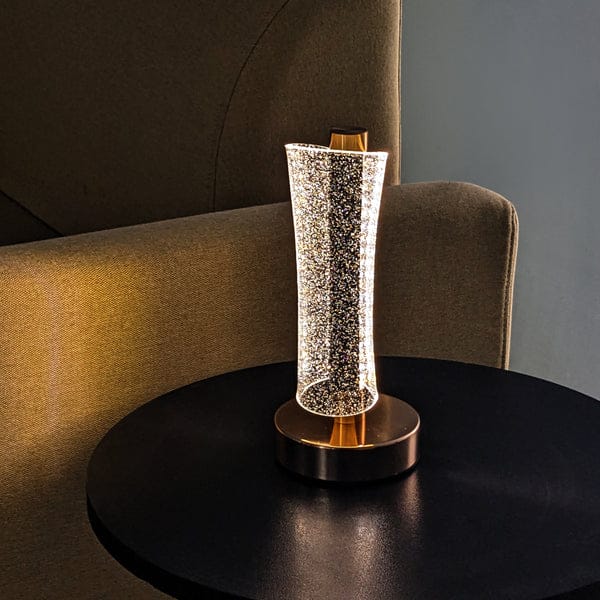 Modern Luxury Metal & Acrylic Column Tower-Shaped LED Table Lamp