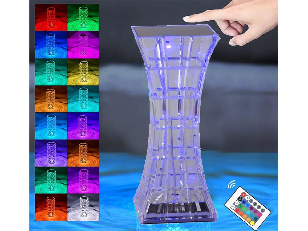 Multicolour Crystal Rechargeable Table Lamp Touch and Remote Control