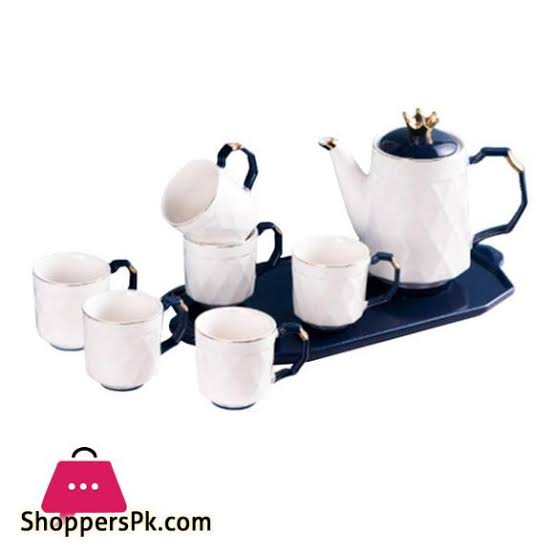 Luxury porcelain turkish ceramic tea set with tray and Crown Lid