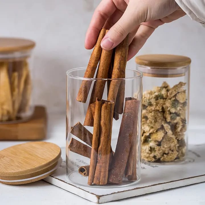 High Quality Food Storage Jar With Bamboo Lid Set of 3