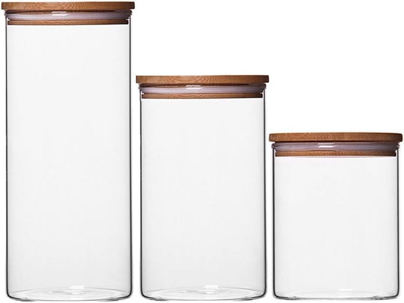 High Quality Food Storage Jar With Bamboo Lid Set of 3