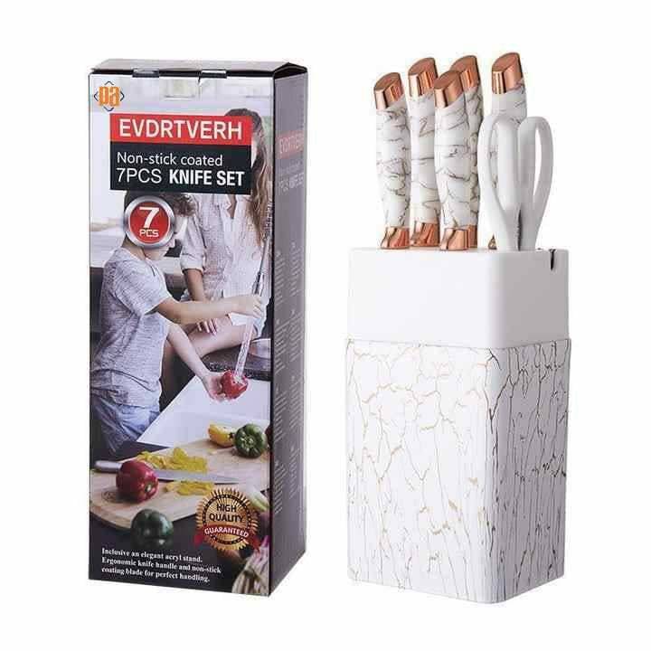 7-Piece Marbling Stainless Steel Knife Set with Knife Block