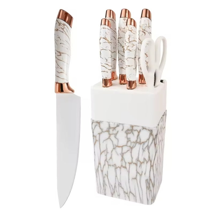 7-Piece Marbling Stainless Steel Knife Set with Knife Block