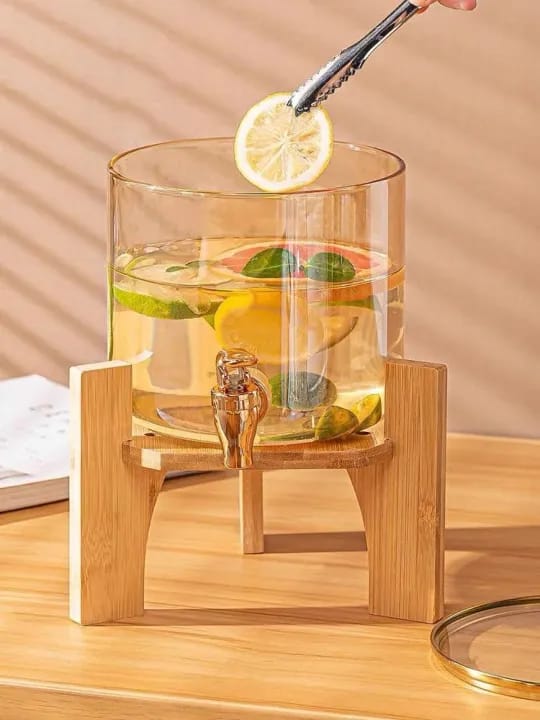 Glass Beverage Juice Dispenser Bucket With Deer Lid