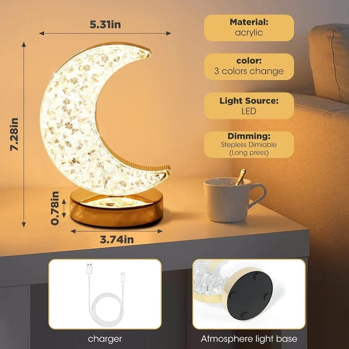 Versatile Circular Crystal Table Lamp with 3 Light Modes