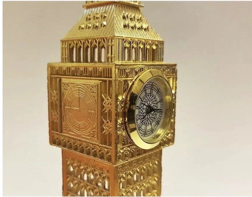 Gold Metallic London Big Ben Tower With Clock-12 inches