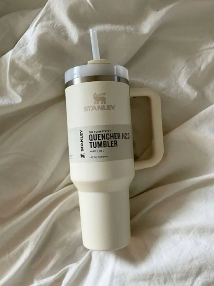 New Stanley Stainless Steel Insulated Tumbler with Lid and Straw - White