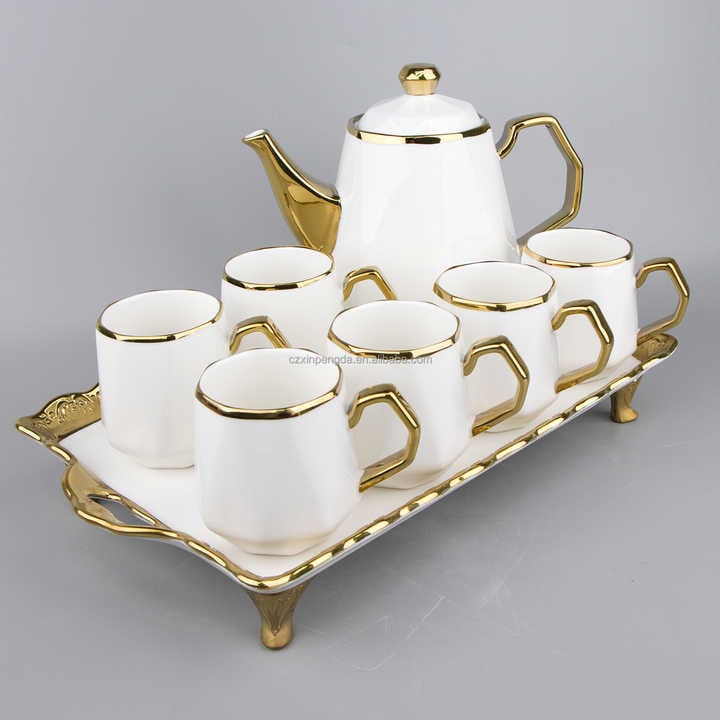 Classic Luxury Porcelain Tea Set with Serving Tray