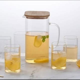 Square Shaped Jug Set With Bamboo Tray & Lid
