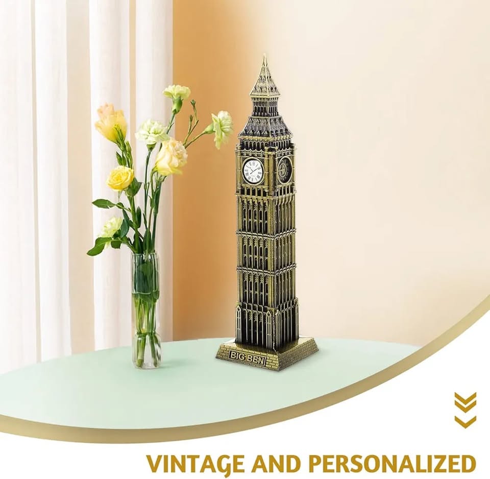 London Big Ben Tower Vintage Statue Model with Clock