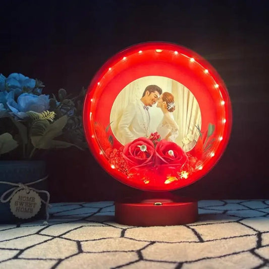 Round Shaped Customized Led Photo Frame For Couples