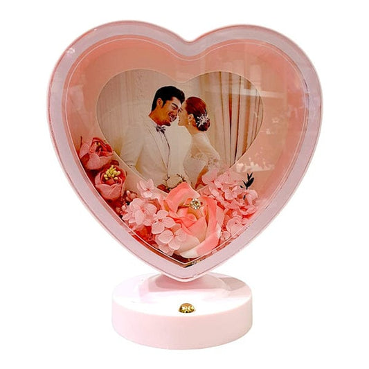 Heart Shaped Led Photo Frame with flowers And touch sensor